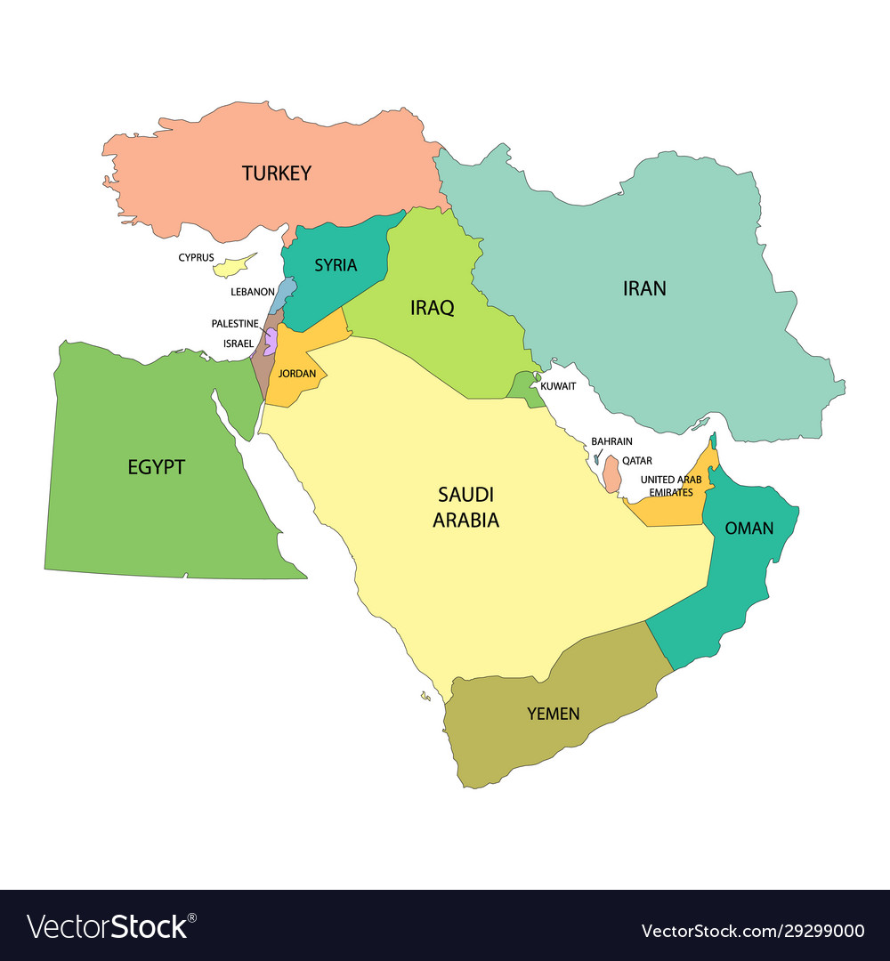 Middle Of The Map Map Middle East Royalty Free Vector Image - Vectorstock