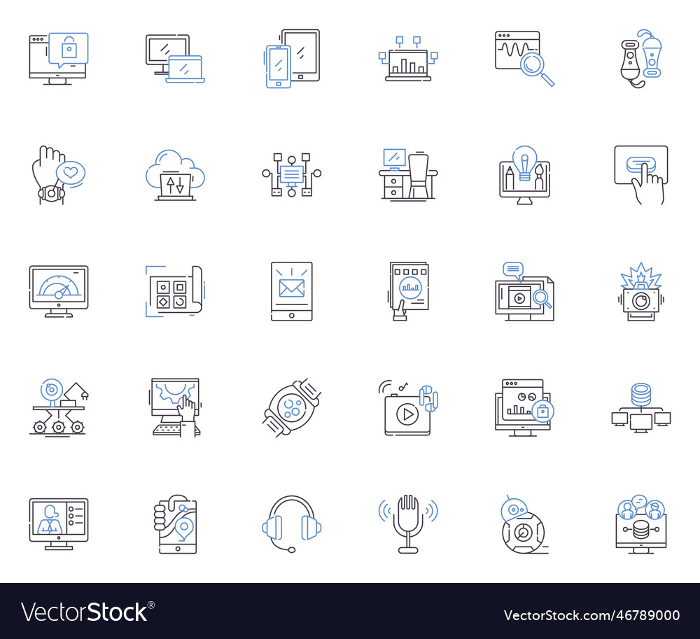 Natural language processing line icons collection vector image Natural language processing line icons collection
