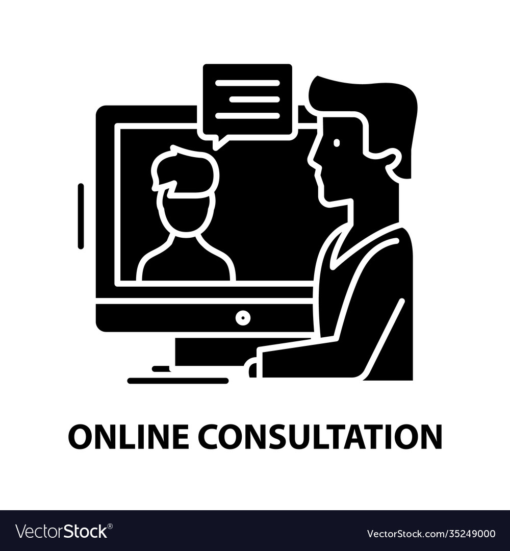 Online consultation symbol icon black sign