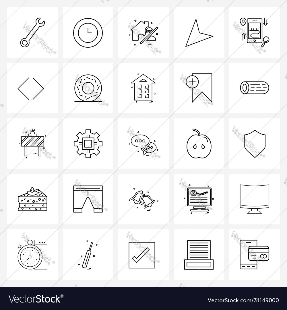 Set 25 modern line icons map pointer mobile