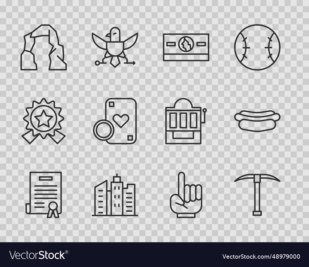 Set line declaration of independence pickaxe Vector Image Set line declaration of independence pickaxe