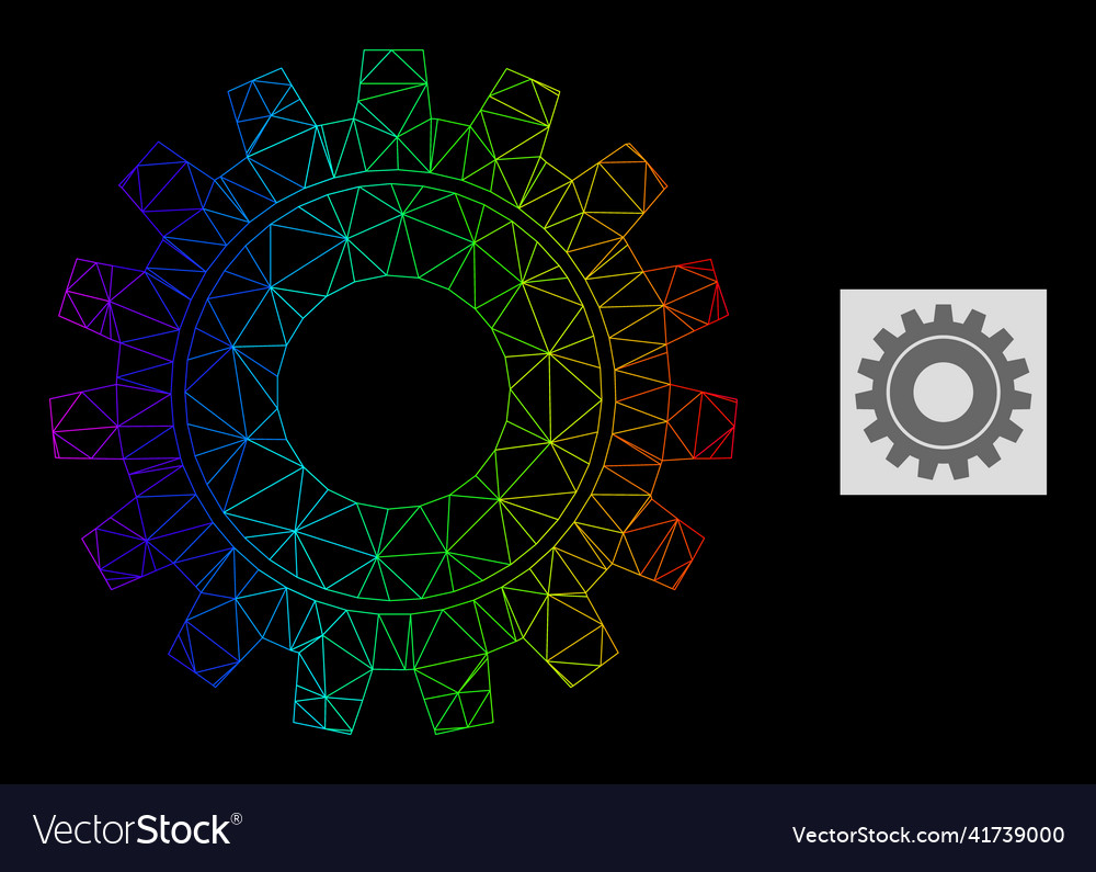 Spectrum gradiented polygonal net cog icon