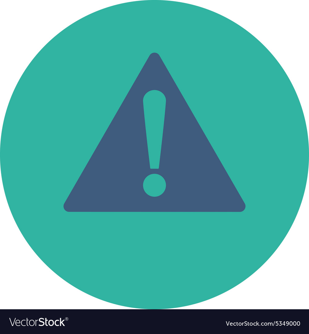 Warning flat cobalt and cyan colors round button