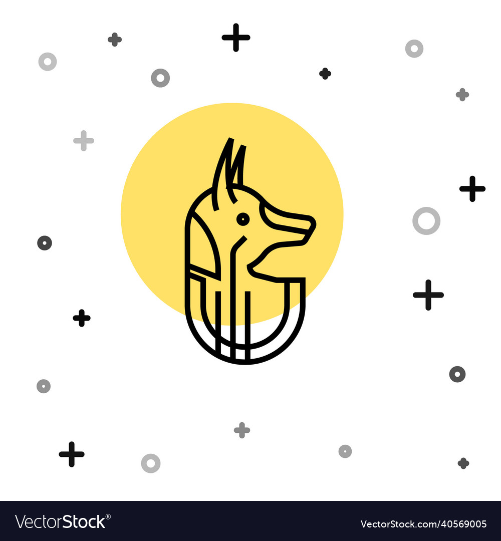 Black line egyptian anubis icon isolated on white vector image Black line egyptian anubis icon isolated on white