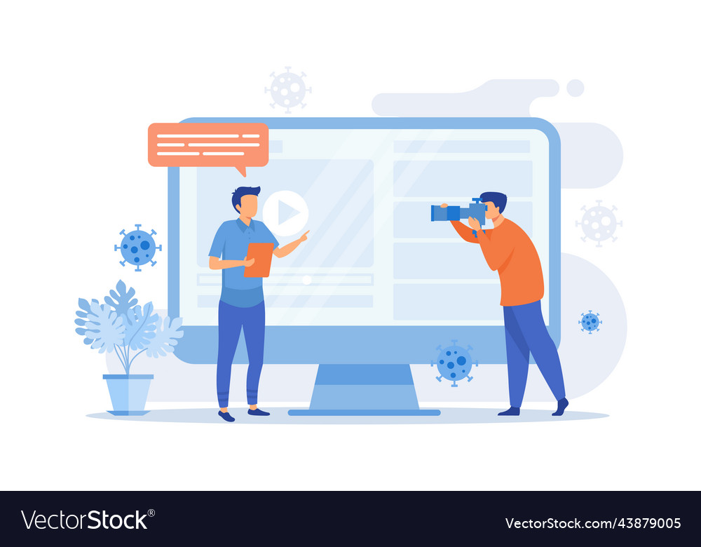 Blogger streaming in self-isolation concept