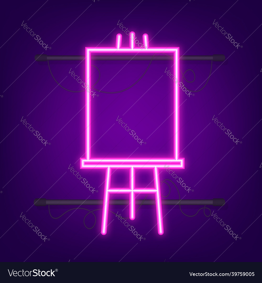 Easels mit mock auf leeren leeren quadratischen Neon-Symbol