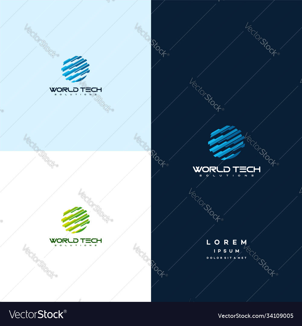 Elegant world tech logo designs concept