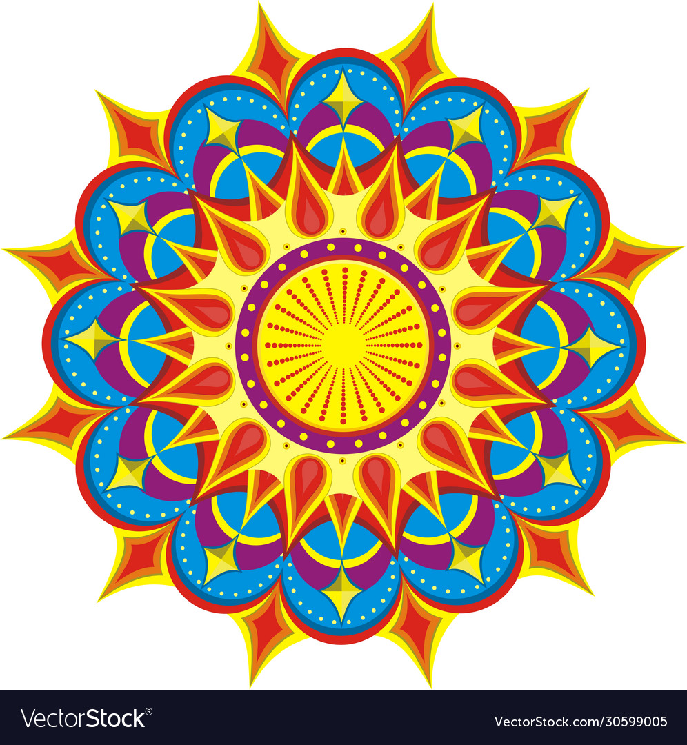 Festive colorful mandala 1 star pattern Royalty Free Vector