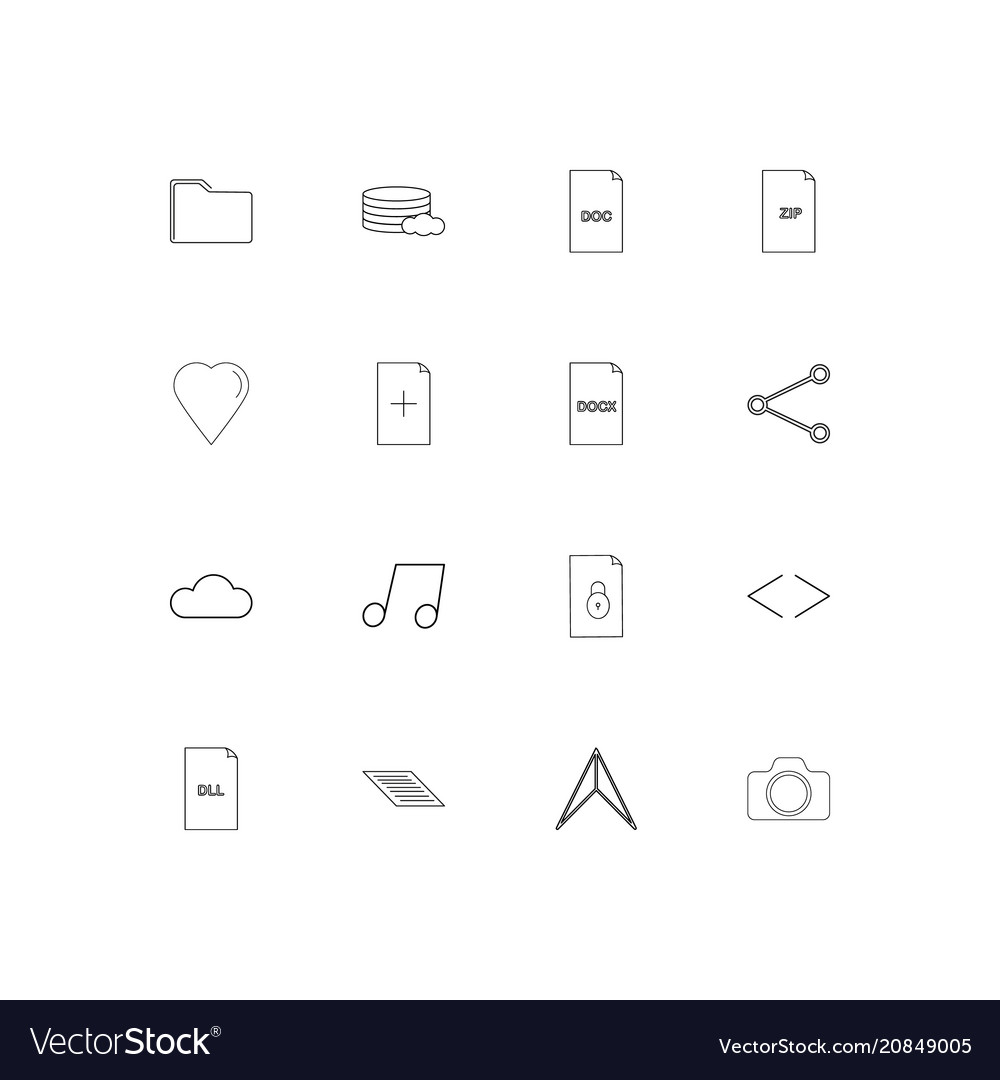 Files and folders sign linear thin icons set