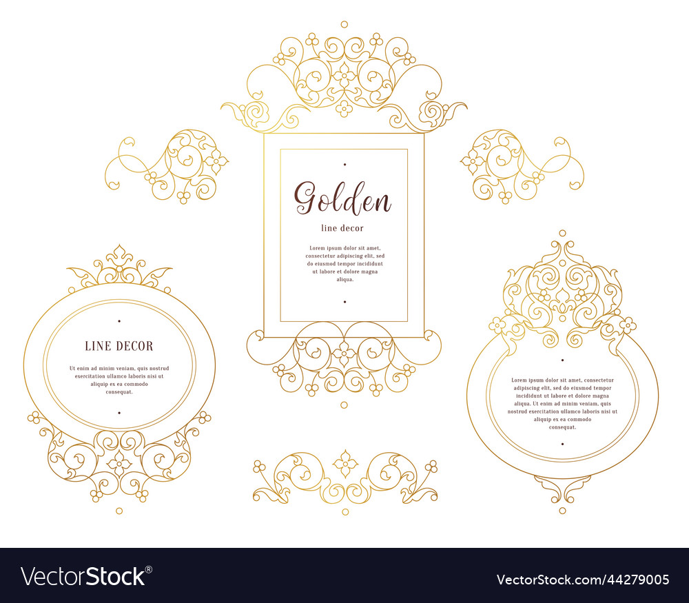 Golden frames vignettes in eastern style