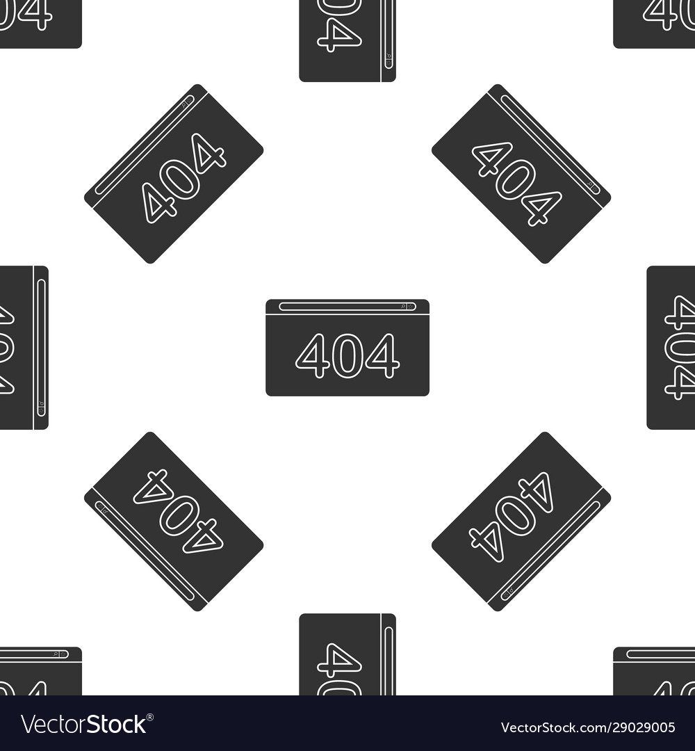 Grey page with a 404 error icon isolated seamless vector image Grey page with a 404 error icon isolated seamless