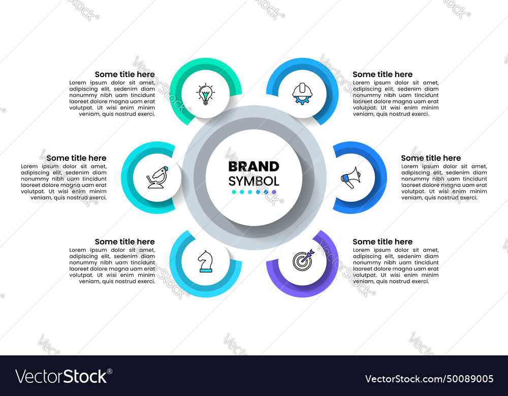 Infographic template 6 circles with icons Vector Image