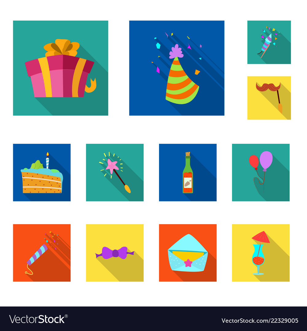 Isolated object of party and birthday symbol set