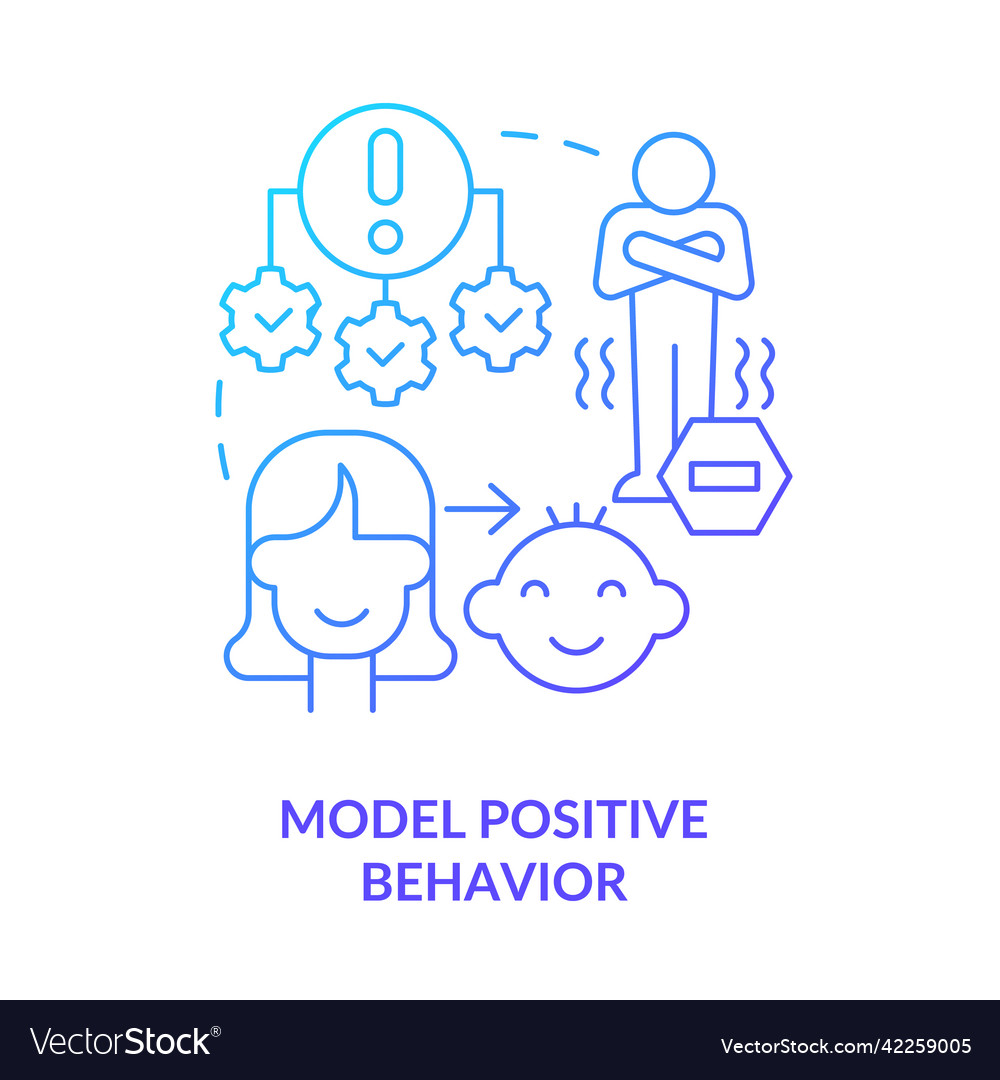 Model positive behavior blue gradient concept icon