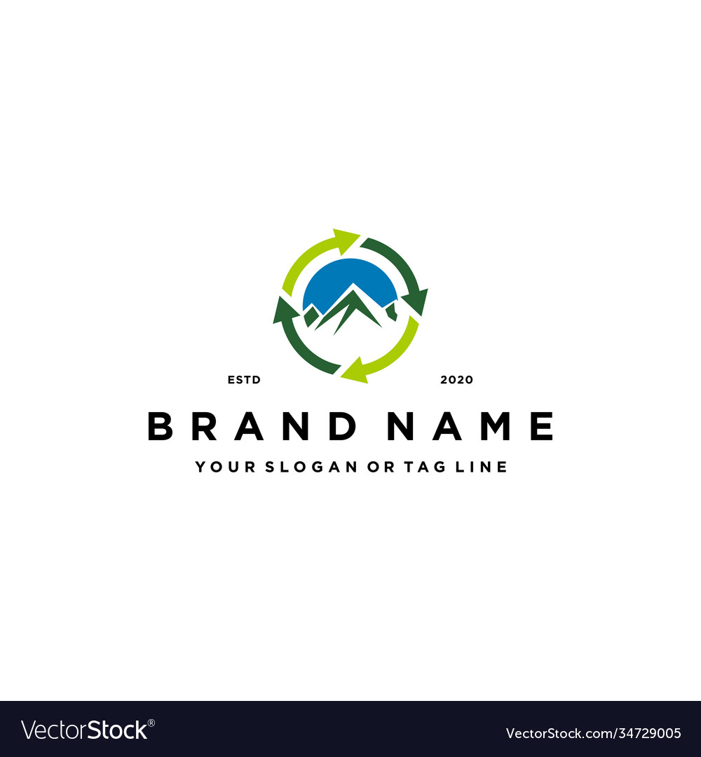 Mountain arrow circle recycling logo design