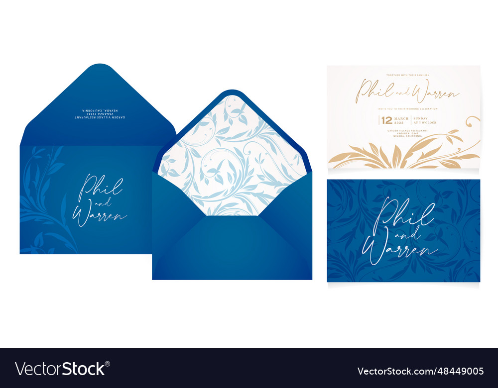 Ornate floral decorative envelope set invitations Vector Image