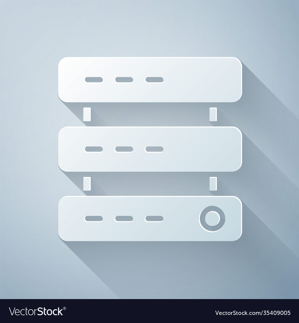 Paper cut server data web hosting icon isolated vector image Paper cut server data web hosting icon isolated