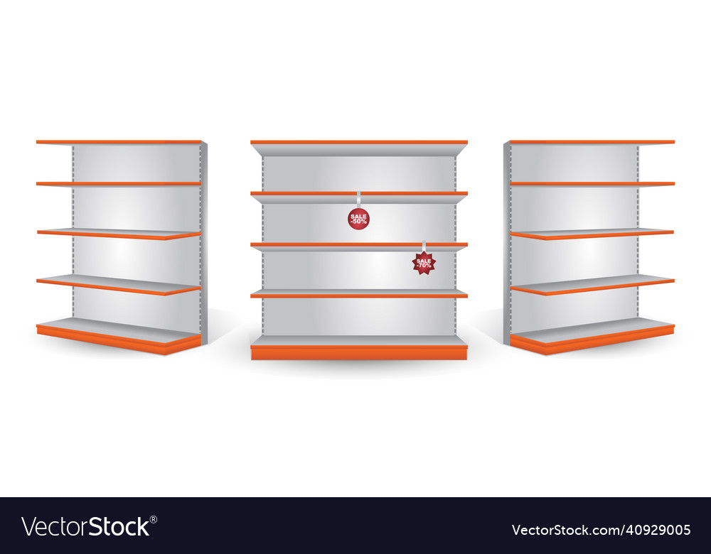 Realistic advertising display rack shelves