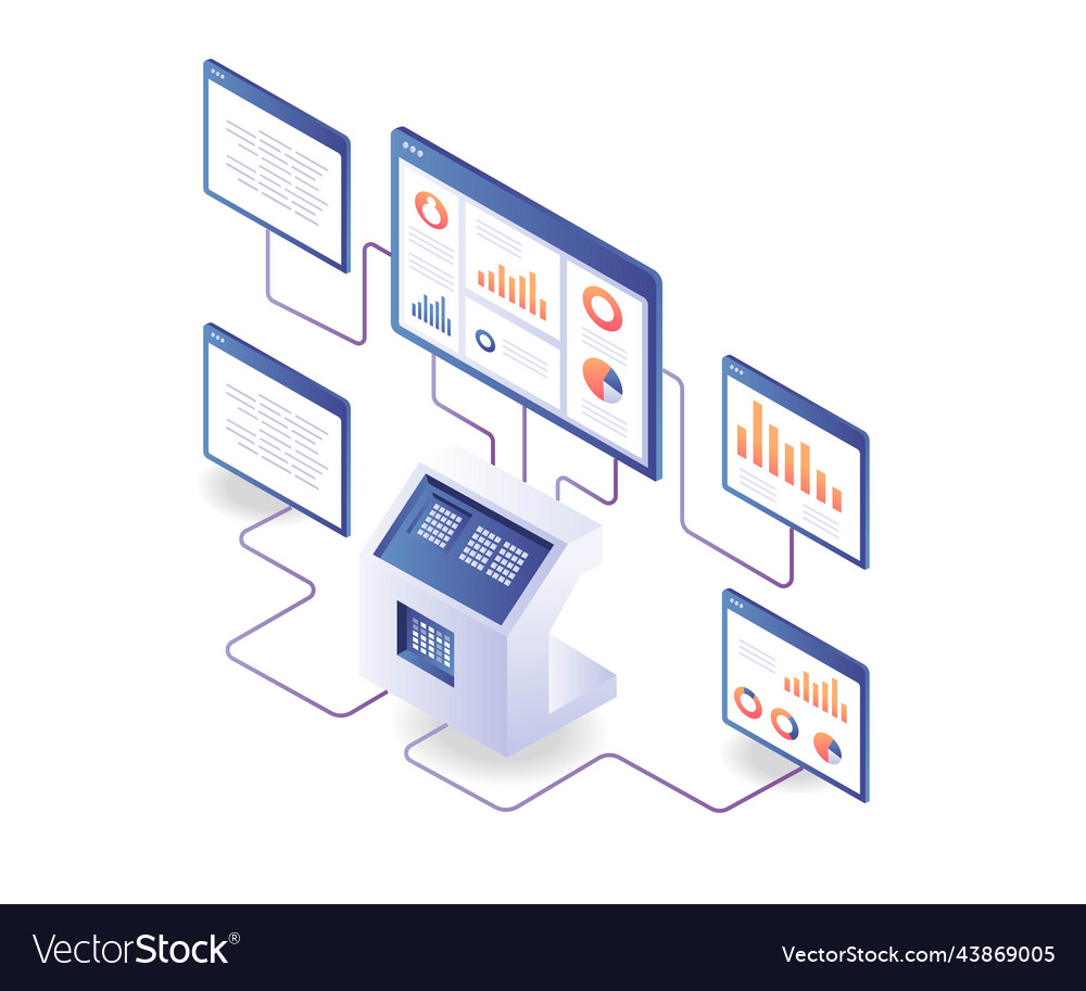 Server data security analysis monitor button vector image Server data security analysis monitor button