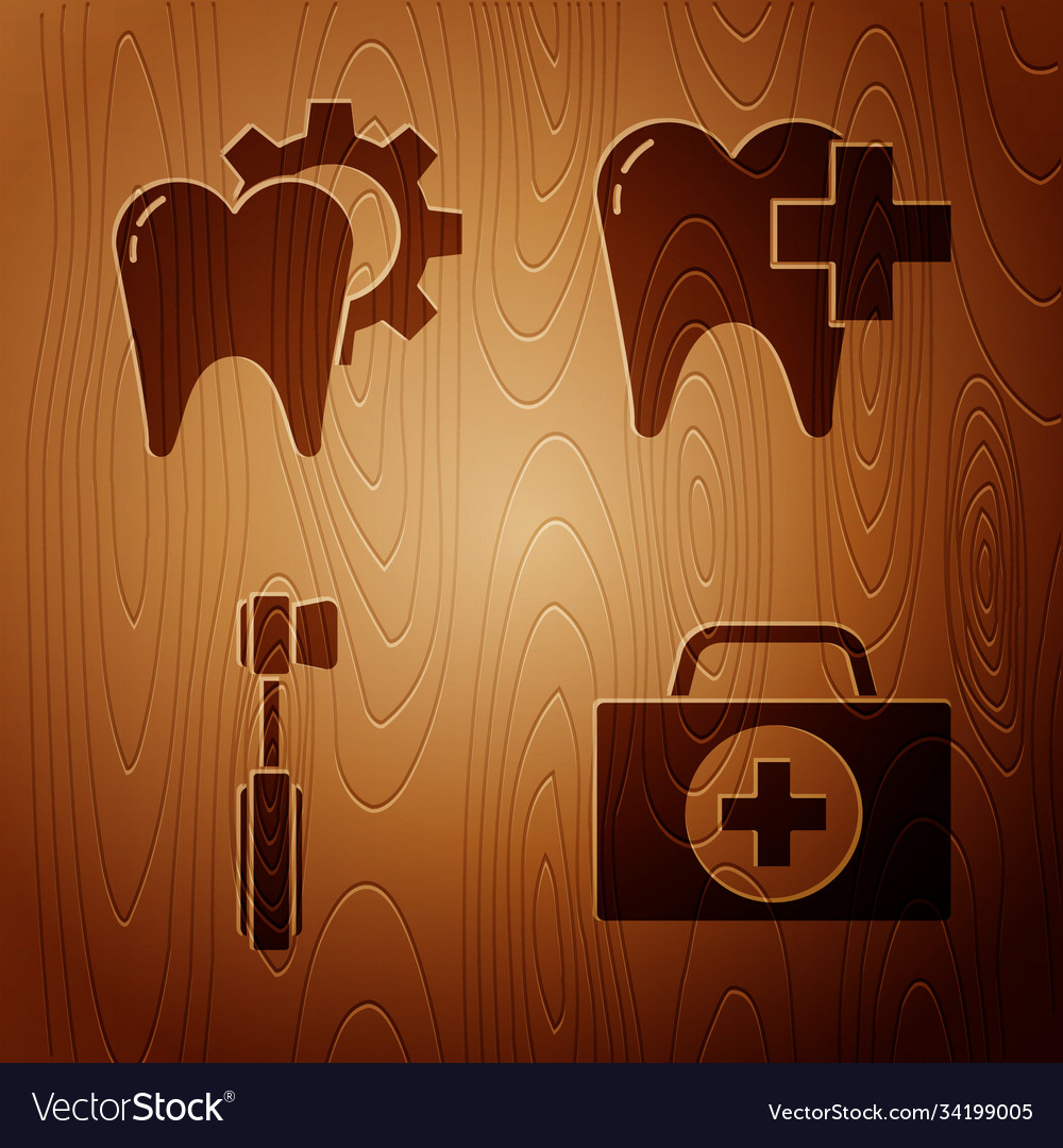 Set first aid kit tooth treatment procedure Vector Image