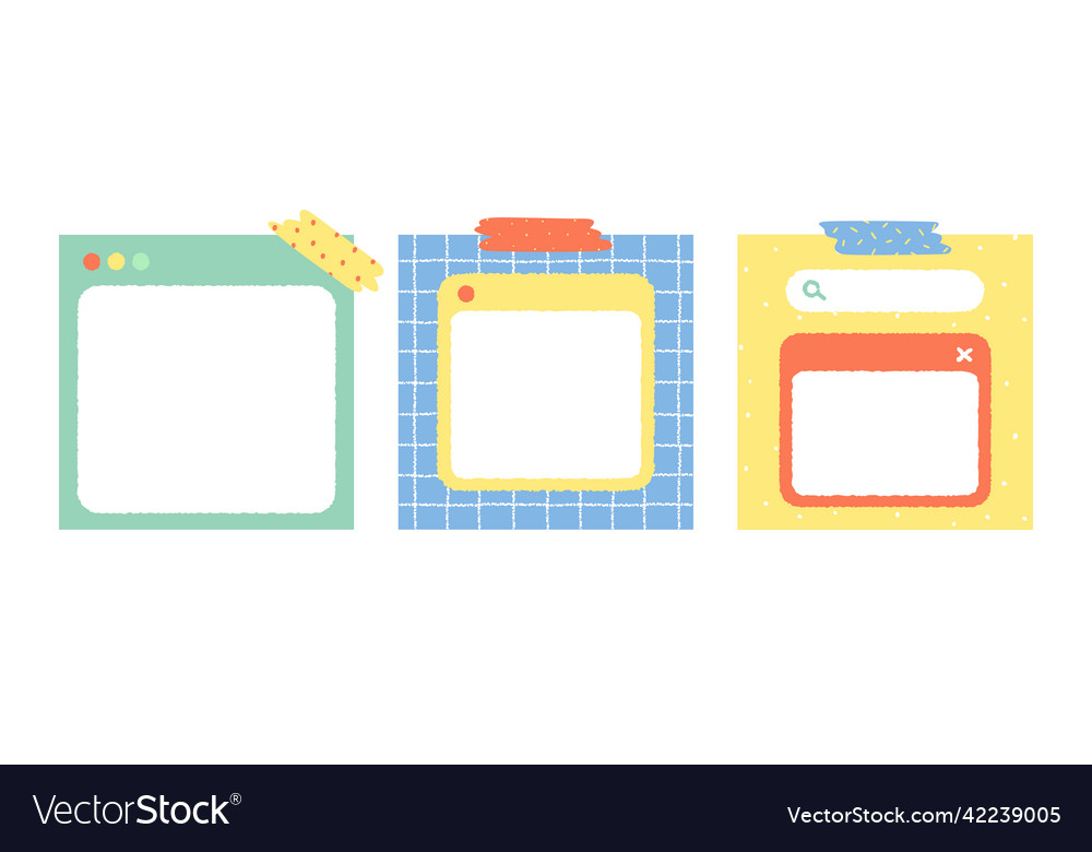 Set von niedlichen bunten Web-Browser-Fenster Notizblock vector image Set von niedlichen bunten Web-Browser-Fenster Notizblock