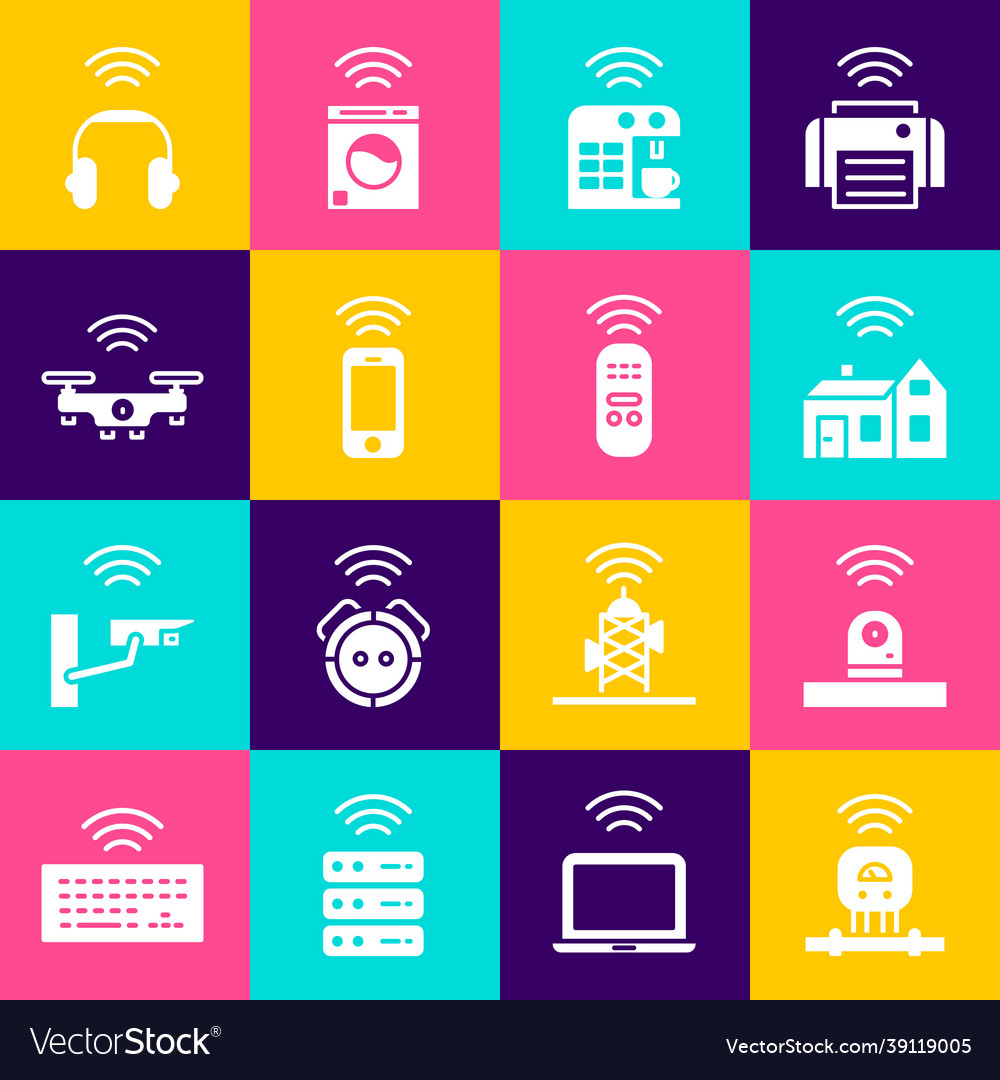 Set smart sensor security camera home vector image Set smart sensor security camera home