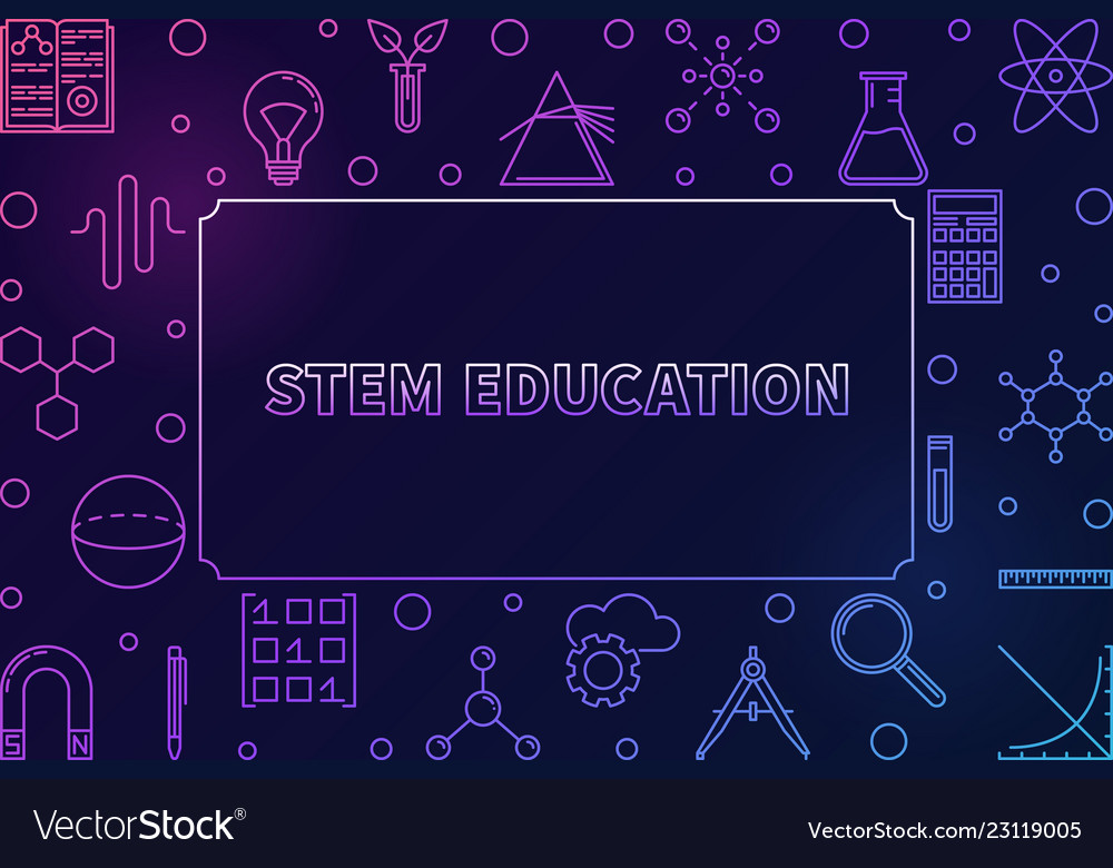 Stem colorful horizontal frame with place Vector Image Stem colorful horizontal frame with place