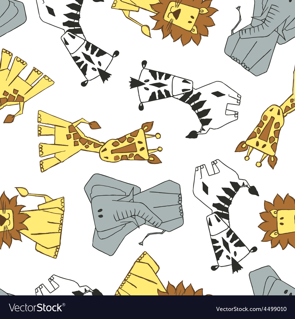 4 cute african animals in a seamless pattern