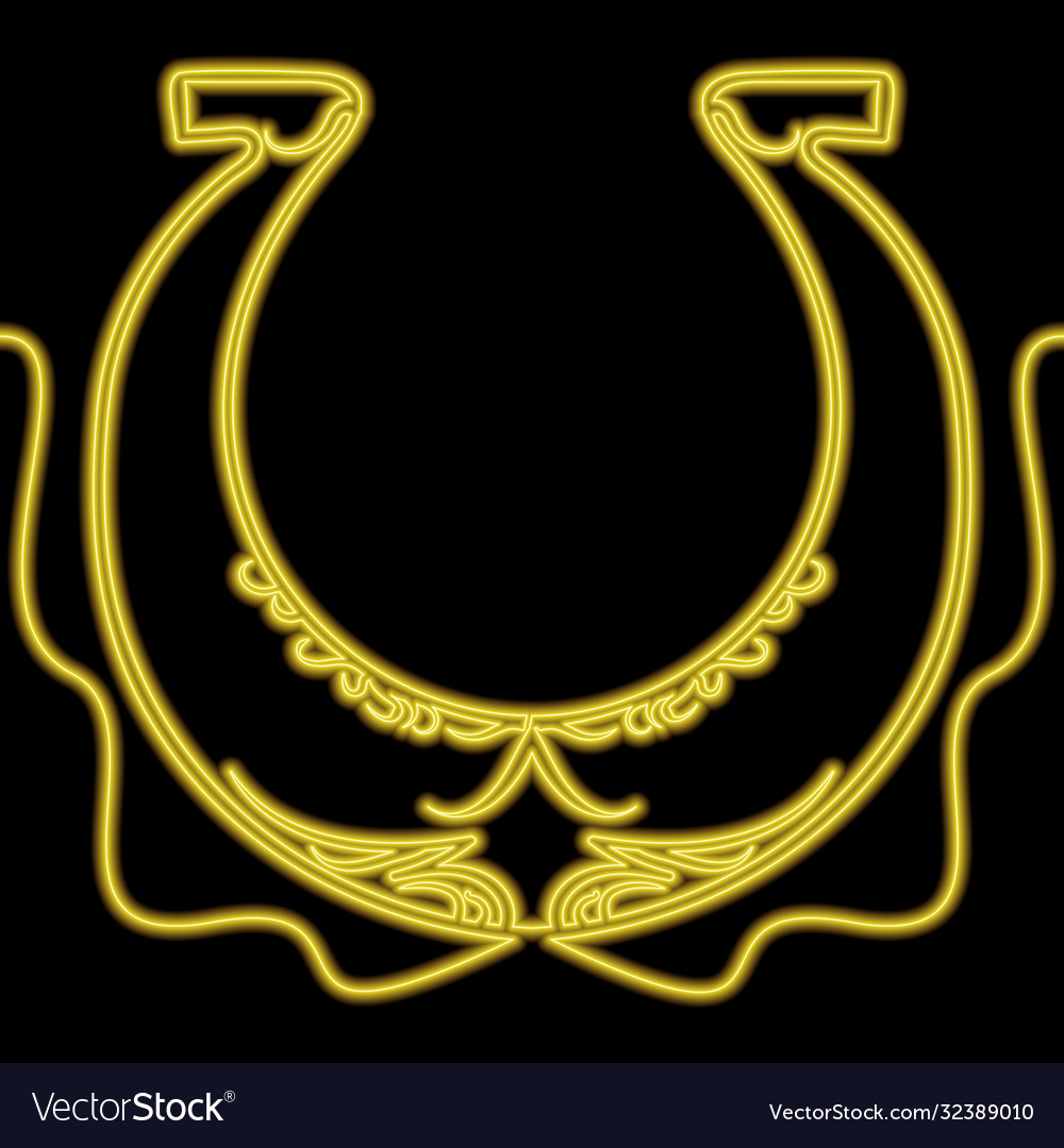 Continuous line drawing horseshoe luck neon