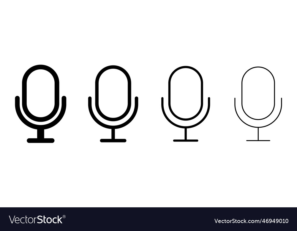 Microphone icon set with different line widths vector image Microphone icon set with different line widths
