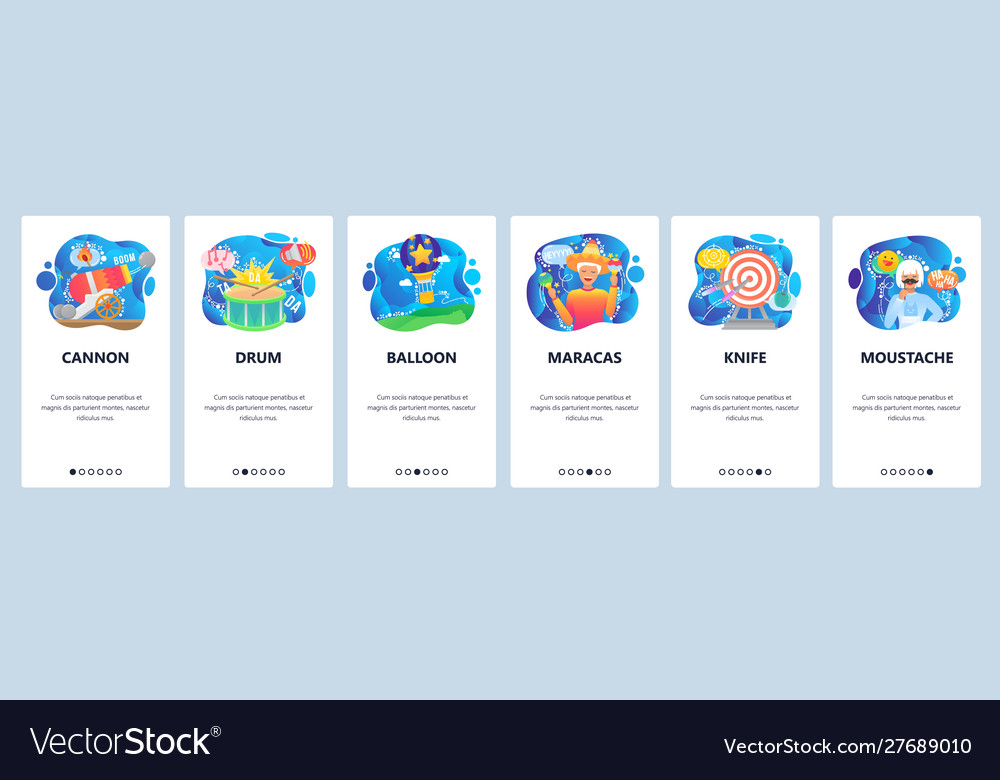 Mobile app onboarding screens circus show