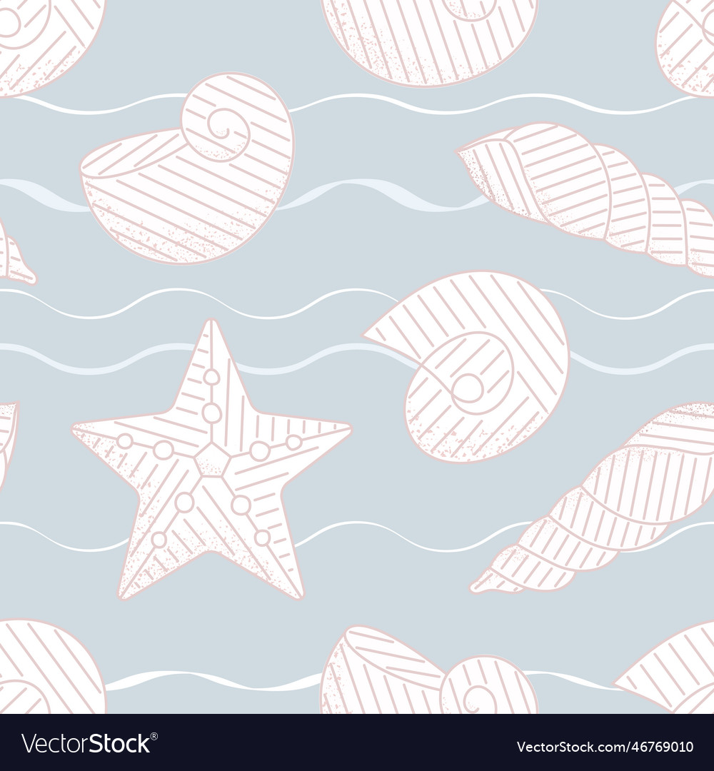 Sea shell seamless pattern textured