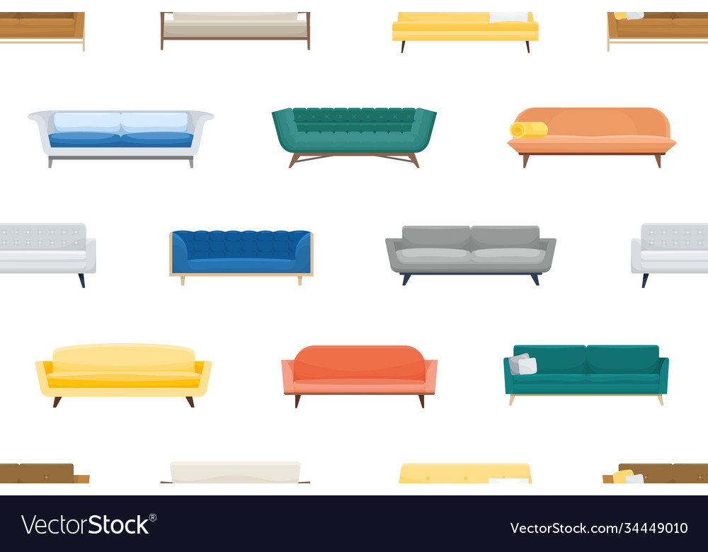 Seamless pattern with comfortable modern sofas vector image Seamless pattern with comfortable modern sofas