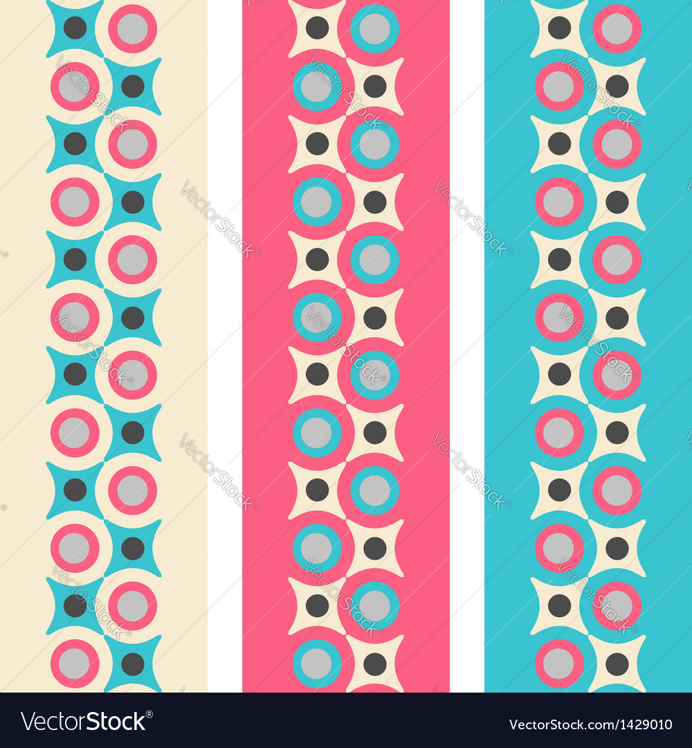 Set of seamless patterned borders in retro colors