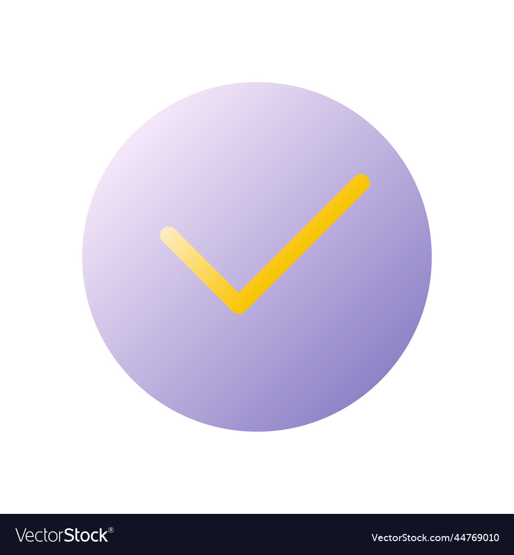 Tick in circle flat gradient two-color ui icon vector image Tick in circle flat gradient two-color ui icon