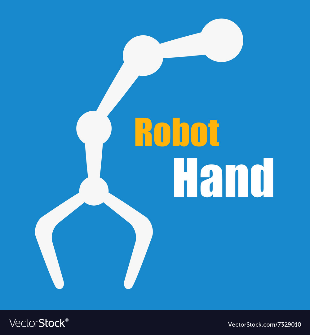 White robot hand on blue