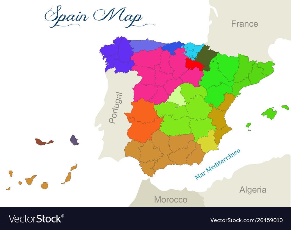 With Geographical Map Spain Royalty Free Vector Image With Geographical Map Spain Vector 26459010