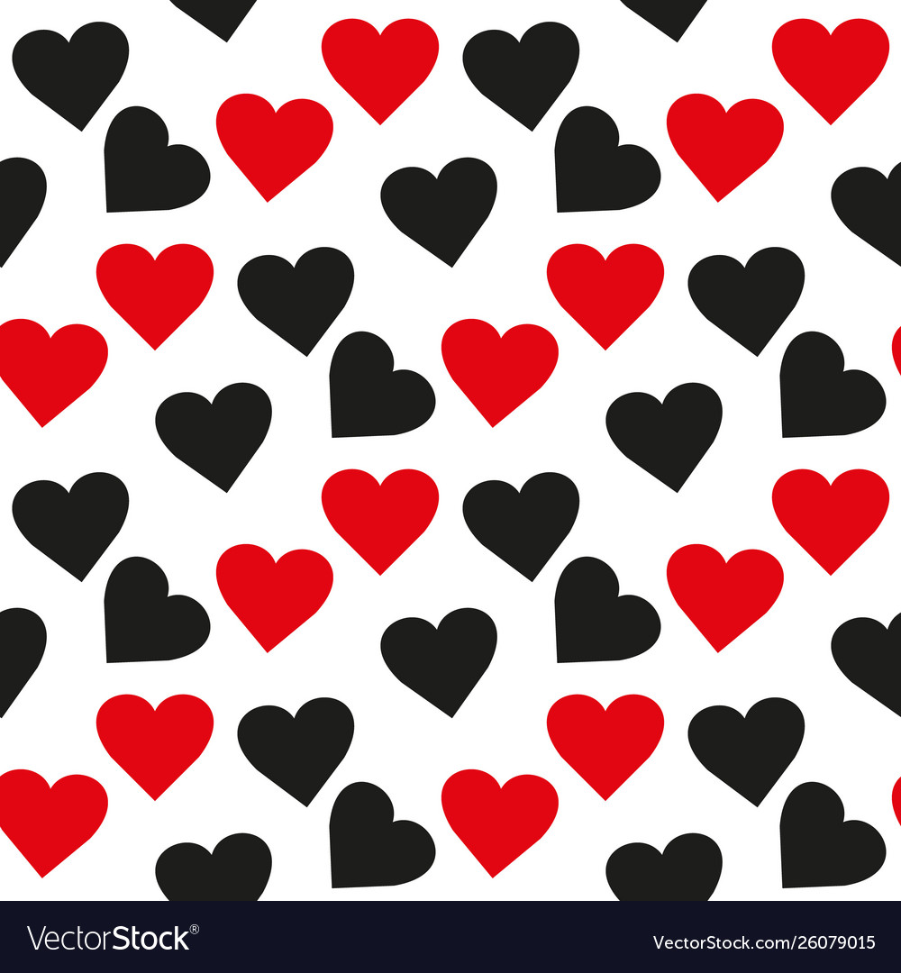 Black and red heart seamless pattern colorful