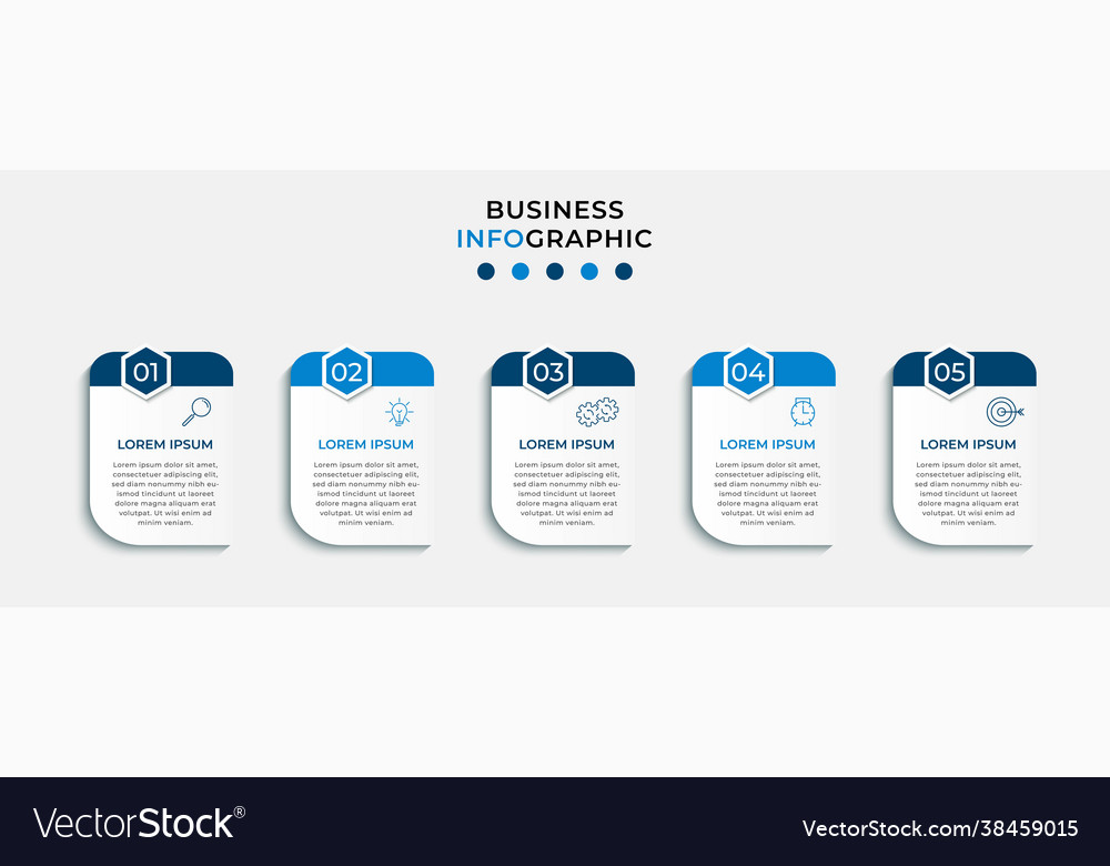 Business infographics presentation with 5 steps