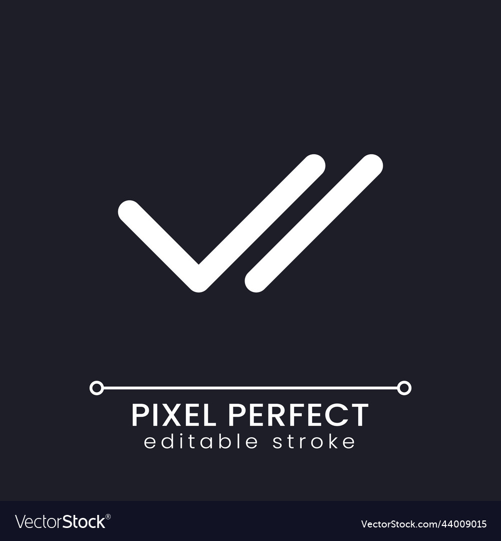 Double checkmark pixel perfect white linear ui vector image Double checkmark pixel perfect white linear ui