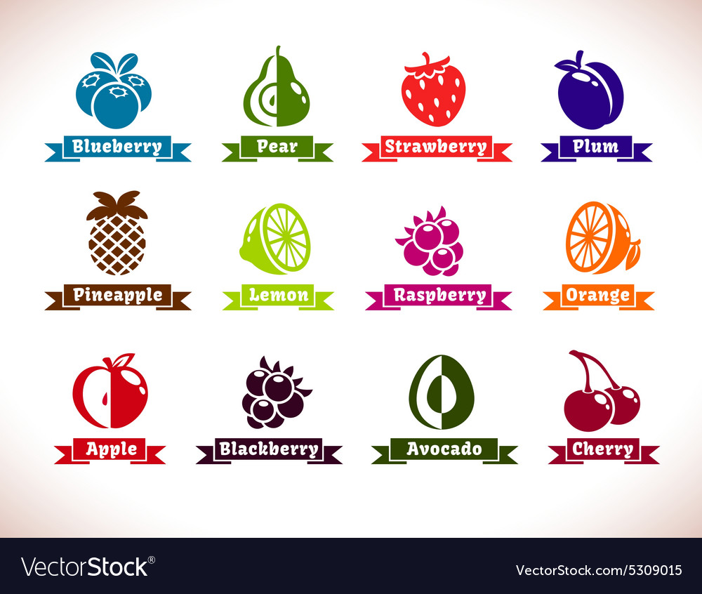 Fruits icons Royalty Free Vector Image - VectorStock