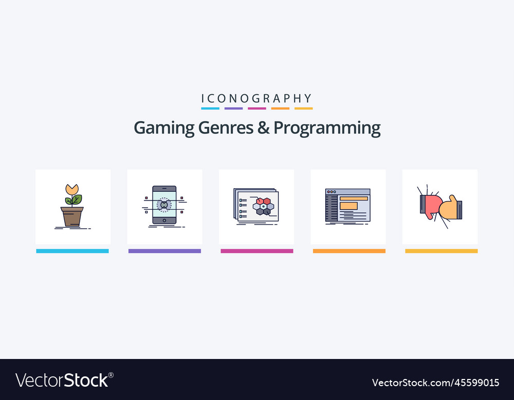 Gaming genres and programming line filled 5 icon