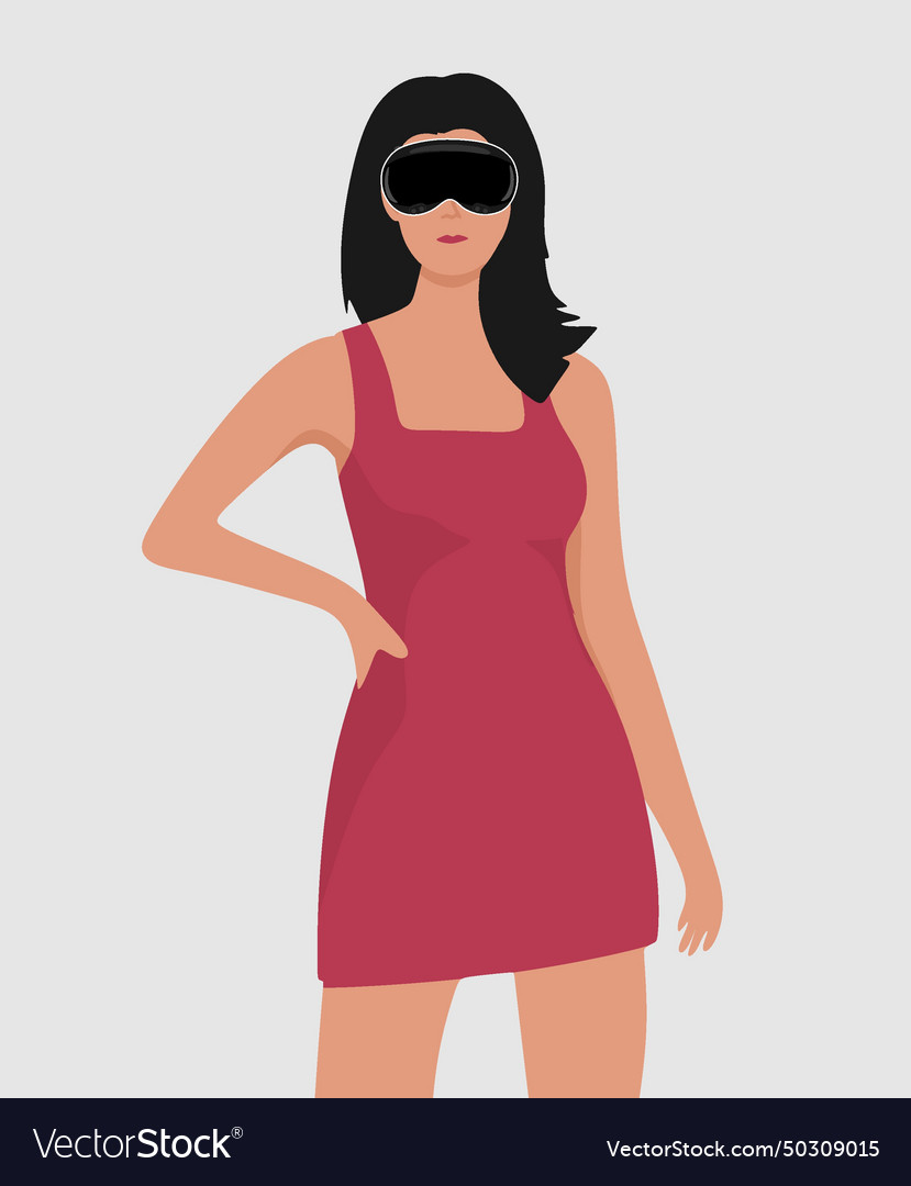 Girl with spatial computing device Vector Image Girl with spatial computing device