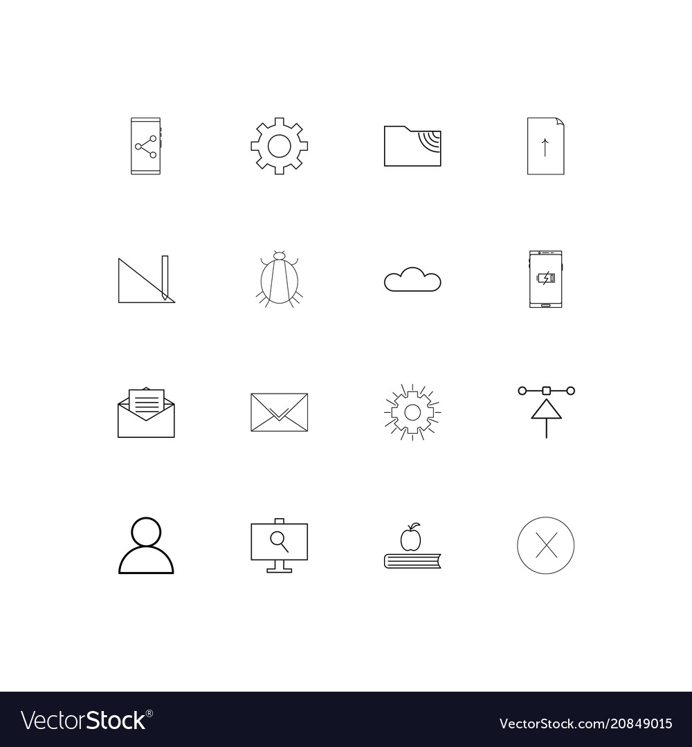 Internet technologies linear thin icons set