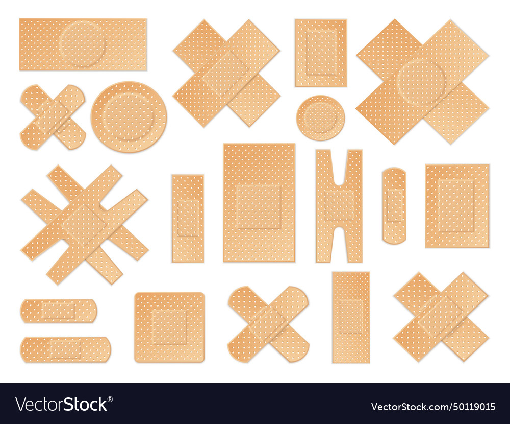 Medical plasters perforated realistic set