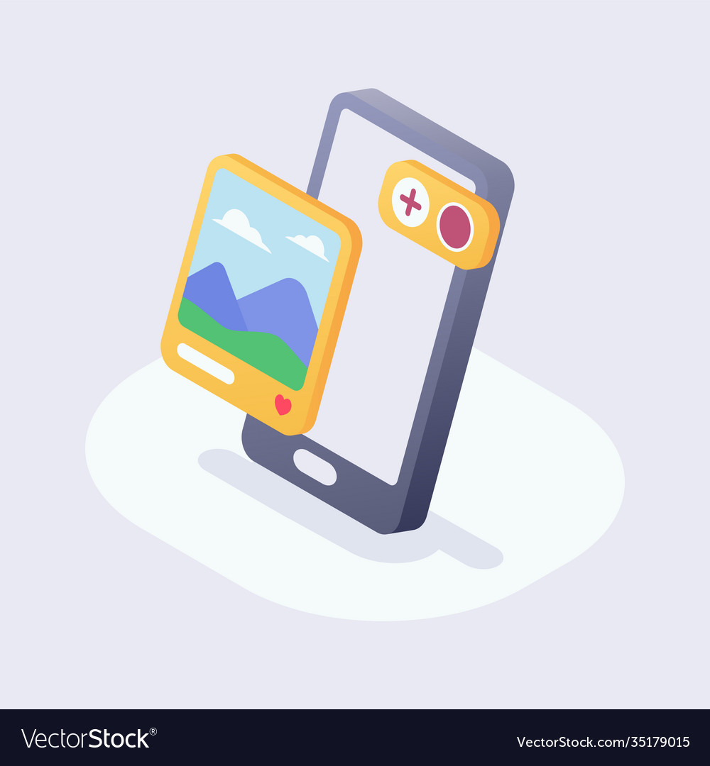 Mobile phone add new images upload with modern vector image Mobile phone add new images upload with modern