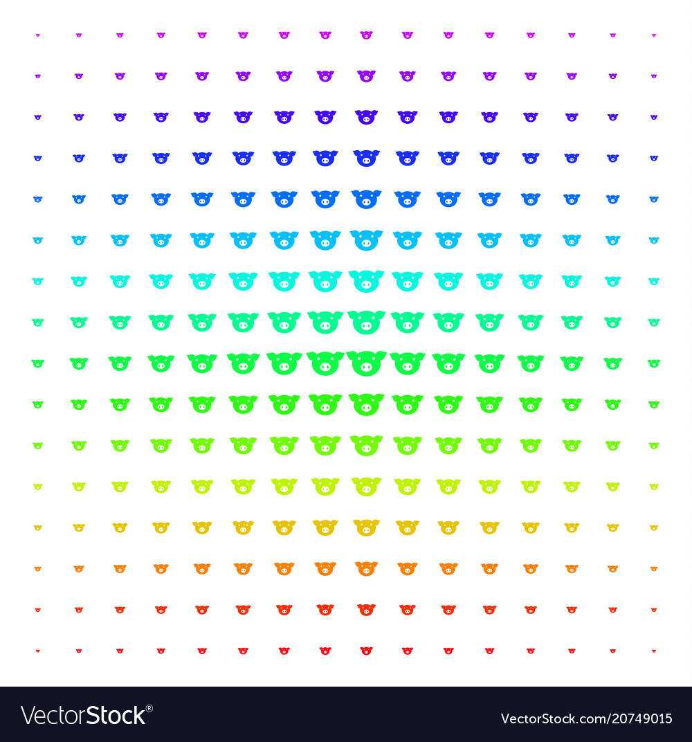 Pig head icon halftone spectrum pattern