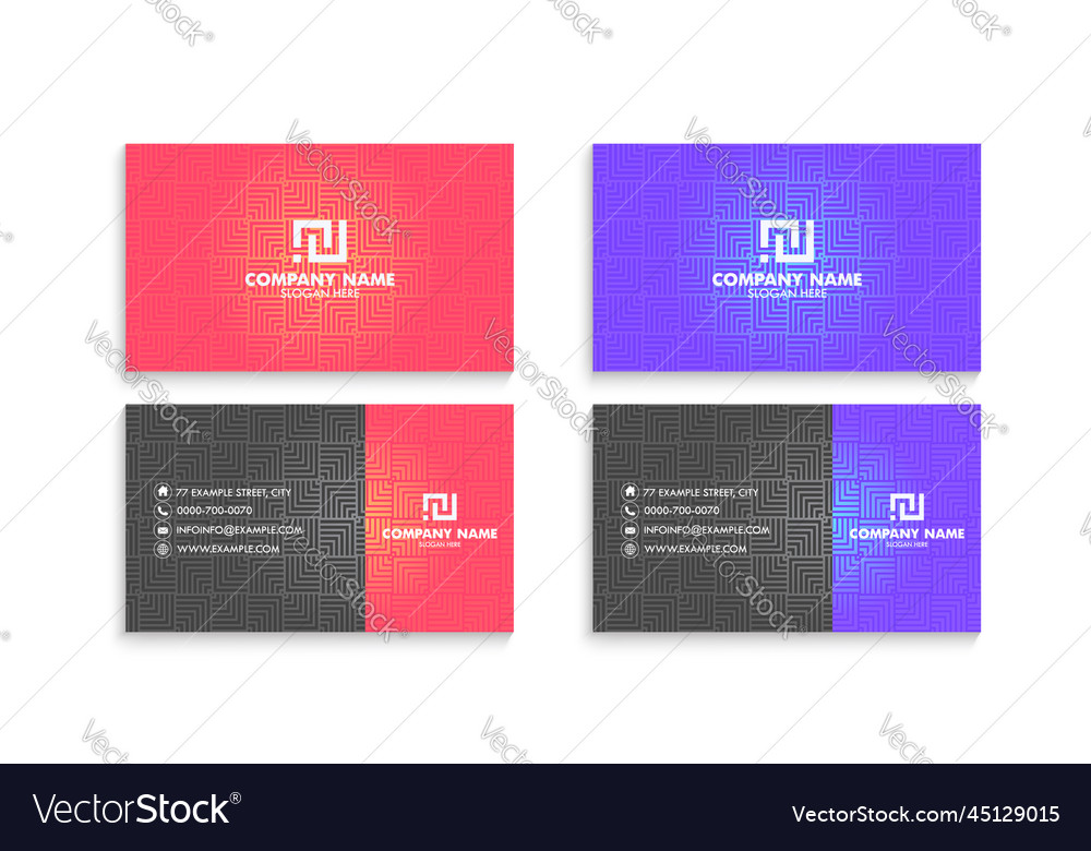 Red blue pattern business card template premium