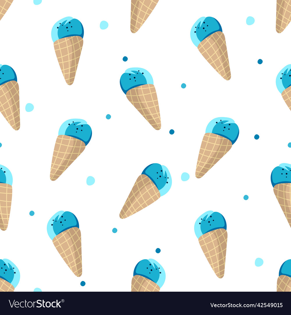 Seamless pattern with ice cream in a cone Vector Image Seamless pattern with ice cream in a cone