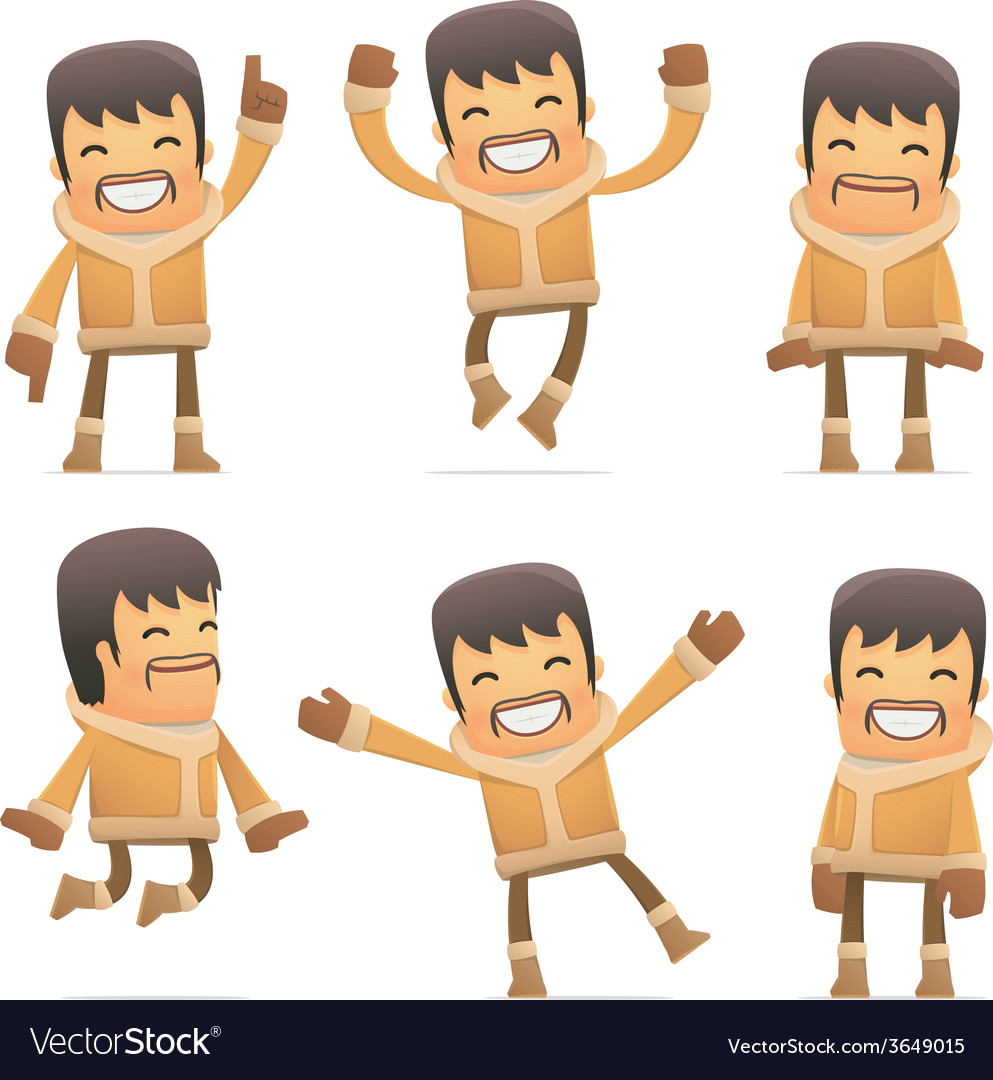 Set of eskimo character in different poses